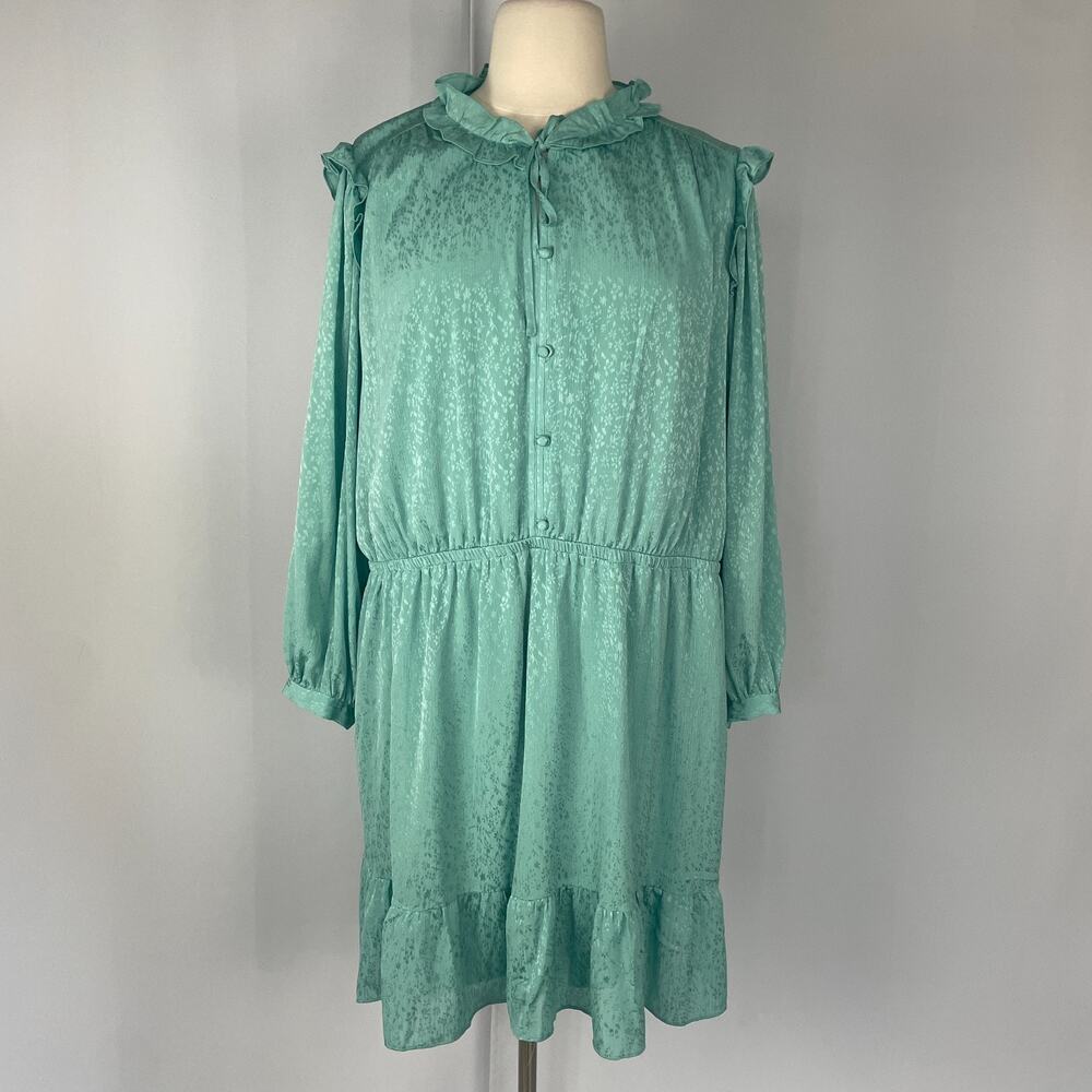 LC Lauren Conrad Dress Plus Size 4X Teal Blue Ruffle Boho Peasant Feminine